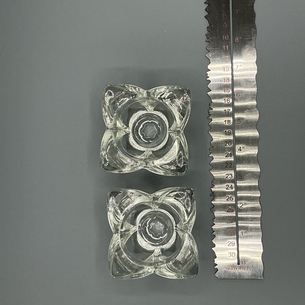 Vintage Clear Crystal Pillar Candlestick Holders
